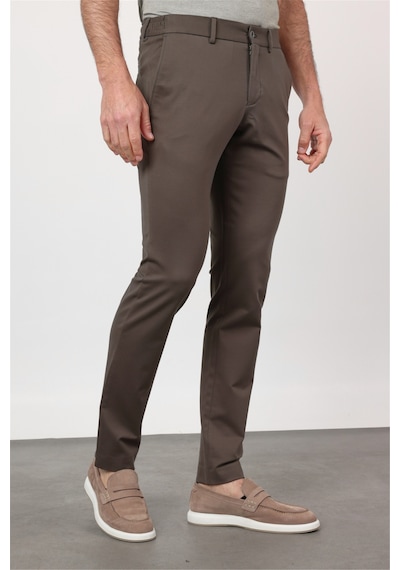 İmza Haki Yan Cep Kendinden Desenli Örme Jogger Slim Fit Esnek Pantolon 1003260174