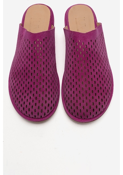 Luvishoes Melara Fuşya Süet Hakiki Deri Delikli Önü Kapalı Kadın Terlik
