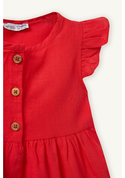 Defacto Flamlı Poplin Elbise Kız Bebek Z7402a226smrd63 Kırmızı-rd63