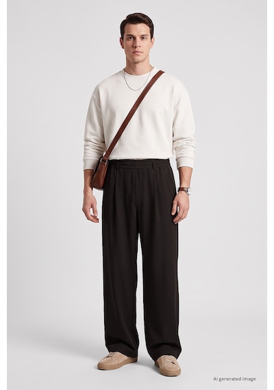 TOMMYLIFE Kahverengi Rahat Form Erkek Palazzo Pantolon - 82199