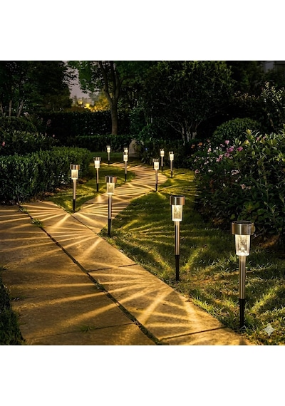 Solar Güneş Enerjili Bahçe Aydınlatma Lambası 10'lu Paket - Paslanmaz Çelik Gövdeli Su Geçirmez Led Dış Mekan Yol, Çim, Patika Ve Peyzaj Armatürü &