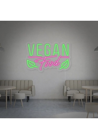 Vegan Food Yazılı Neon Tabela Yeşil