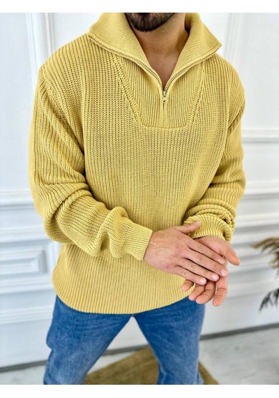 Elku Moda Kazak Oversize Tüylenmez Naturel Pamuk Fermuarlı Boğazlı Yaka Örme Triko Kazak Hardal Elku Moda Kazak Oversize Tüylenmez Naturel Pamuk Fermuarlı Boğazlı Yaka Örme Triko Kazak Hardal