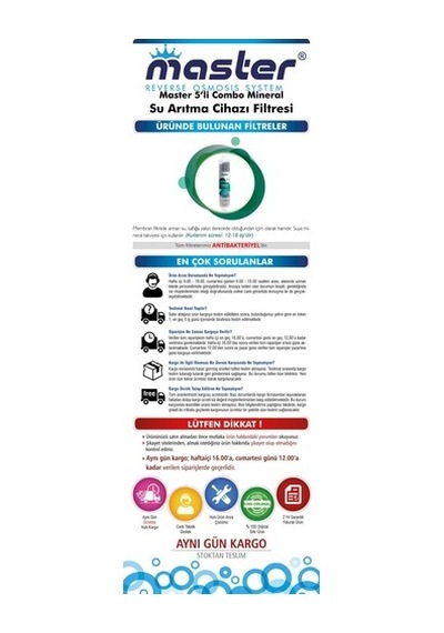 Master Reverse Osmosis System Su Arıtma Cihazı 5Li Combo Mineral Su Arıtma Filtresi(Mstm