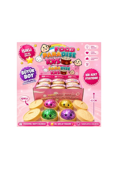 Işıklı Yeni Serii Dumpling Squishy Simli Model Büyük Boy Çin Mantısı Sukişi Özel Seri Kutulu Çok Renkli