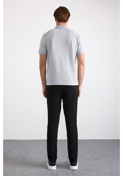 Süvari Gri Regular Düz Baskısız Pike Düğmeli Polo Yaka Tişört Sts1014000002-s05
