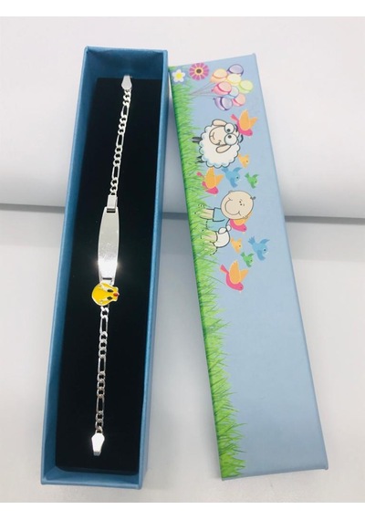 Gümüş İsimlikli Bebek Çocuk Künyesi Sarı