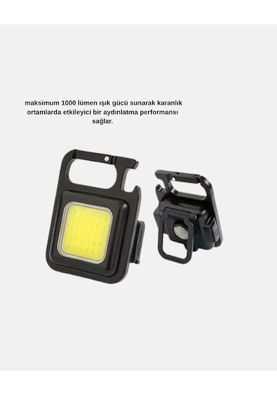 Mey İthalat Şarjlı Cob Led Anahtarlık Fener 4 Modlu, Manyetik Ve Katlanabilir Standlı Yeni Nesil