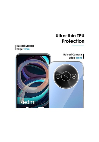 Xiaomi Redmi A3 Kılıf Kamera Korumalı Renksiz Şeffaf Silikon Kap