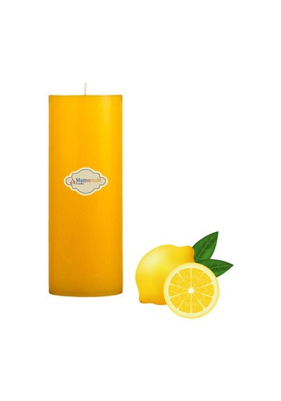 Limon Kokulu 7x15 Sarı Silindir Mum Sarı