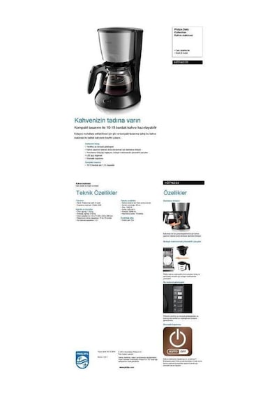 Phillips HD7462/20 1000 W Filtre Kahve Makinesi