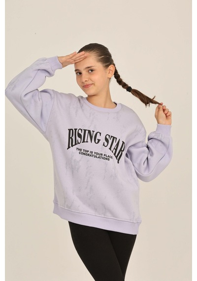 Toontoy Kız Çocuk Rısıng Star Baskılı Sweatshirt Koyu Mavi