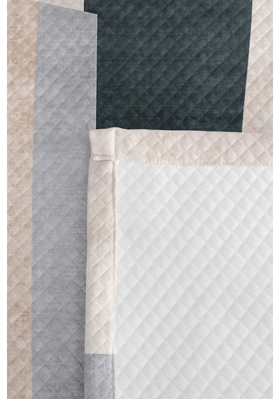 Geometrik Modern Gri Genç Odası Tek Kişilik Pike Takımı-pudra Ekru 160x220 Cm Kapitone Yatak Örtüsü Kışlık Mum Dengesi