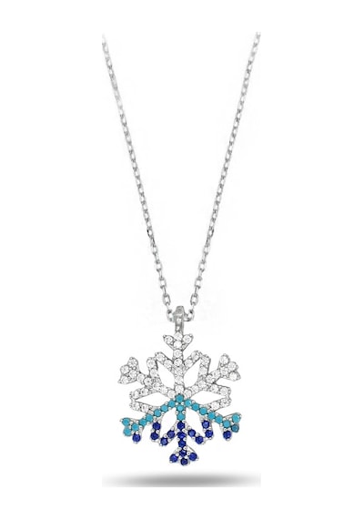 Brezza Lusso Jewelry Kar Tanesi Firuze Taşlı Mavi Geçişli Kadın Gümüş Kolye 45 CM