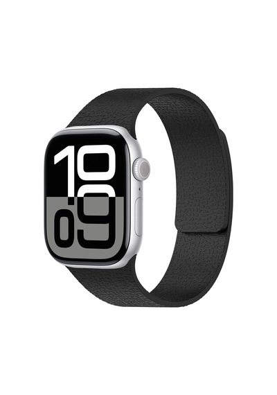 Apple Watch 40mm Uyumlu Kabartma Desenli Silikon Kordon Krd-136 - Siyah - T36711