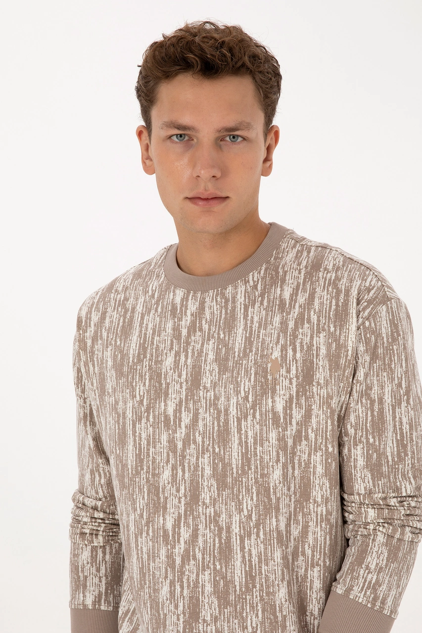 U.S. Polo Assn. Erkek Regular Fit Bisiklet Yaka Koyu Bej Sweatshirt 50309983-VR088