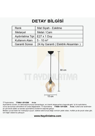 Tt606-1-sy-esk Tt Ayd. Mat Siyah-eskitme Basık Camlı Tekli Avize Siyah - Eskitme