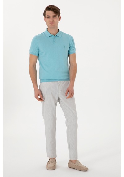 U.S. Polo Assn. Erkek Slim Fit Polo Yaka Aqua Tişört 50299359-VR007