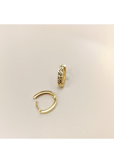 12.5mm Oval Kalemli Halka Küpe 14 Ayar Altın Hd Videolu Sarı