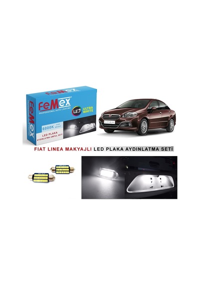 Fiat Linea Makyajlı Led Plaka Aydınlatma Ampul Seti Femex Parlak Beyaz