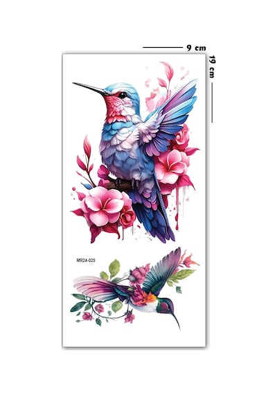 Hayal Sepeti Geçici Dövme 9,5x19cm Tattoo Minimal Tattoo Aksesuar Şık Sinek Kuşu Modeli