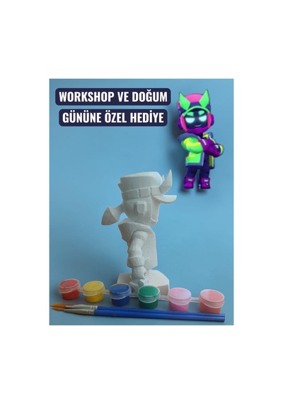 3d Fang Hacker Figür Boyama Seti - Kendin Boya Hobi Ve Etkinlik Seti - Akrilik Boya + 2 Fırça