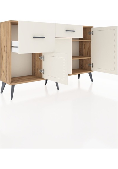 Arges Konsol 3 Raflı 2 Çekmeceli 3 Kapaklı 132x30x83 Çam-aytaşı/aytaşı Aytaşı/aytaşı