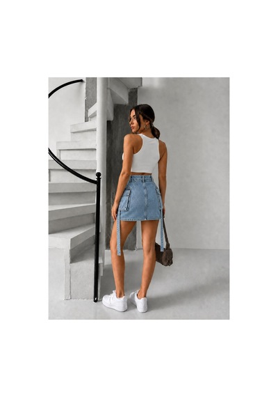 Bluemarlin Buz Kar Kargo Cep Kuşaklı Denim Kot Etek Buz Kar
