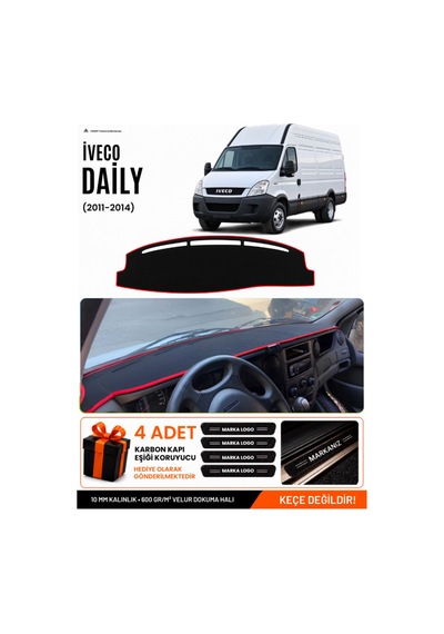 Iveco Daıly 2011-2014 Uyumlu Torpido Örtüsü, Torpido Kılıfı - Siyah Kırmızı