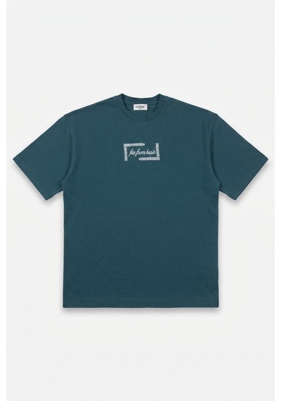 Respire Erkek Ffb Vintage Nakışlı Oversize T-shirt Zümrüt Yeşil