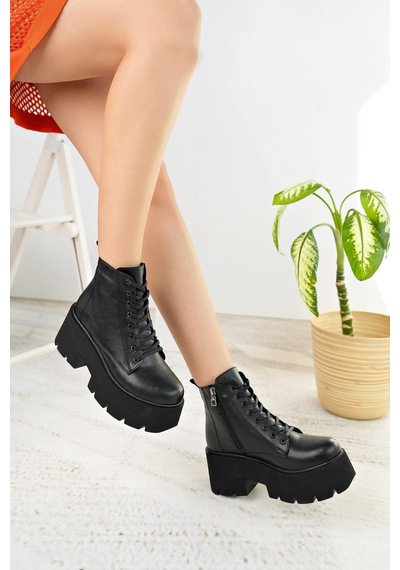 Nesil Shoes Carel 600 Siyah Platform Kadın Bot-siyah Siyah