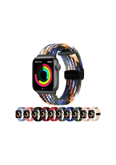 Novstrap Apple Uyumlu  Watch Ultra 49 MM İle Kordon Magnet Tokalı Flexible Elastik Örgü Kayış