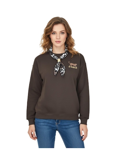 Baglan Kadın Spor Sıfıryaka Sweatshirt Fular Lı Bgl-st05062 Kahverengi
