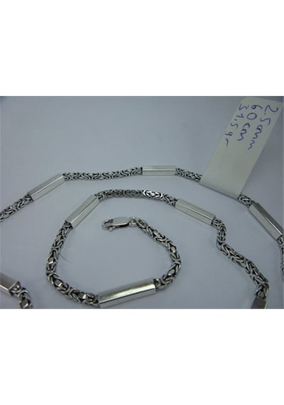 2,8Mm Gümüş Erkek Kolye Zincir Kral Model Şarnelli Kare Parçalı