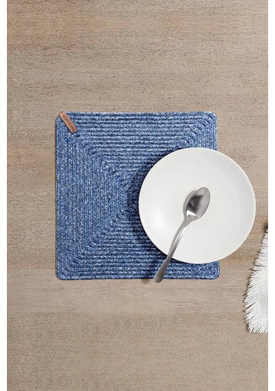 Koza Home Cesta El Yapımı Örgü Lacivert Kare Supla 32x32 4016 Lacivert