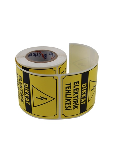 Lexroo Dikkat Elektirik Tehlikesi Etiketi 70mm X 80mm Ruloda 250 Adet Çok Renkli