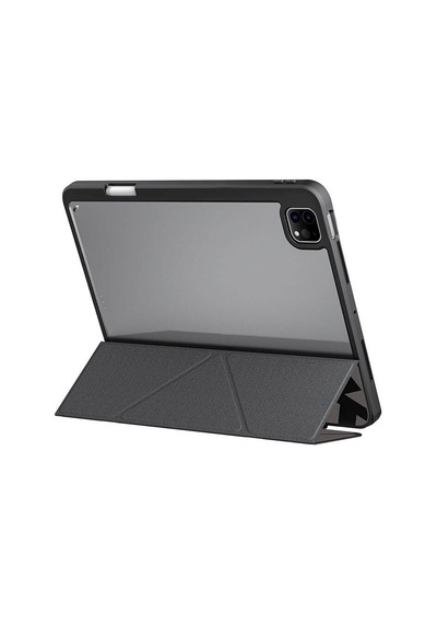 Apple Uyumlu iPad Pro 11 2024 Kılıf Skinarma Holografik Tasarımlı Arkası Şeffaf Magnetik Kira Kobai Kılıf Füme
