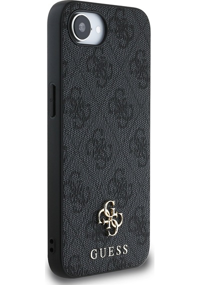 Apple iPhone 16e Uyumlu Kılıf Guess Lisanslı M-safe Şarj Özellikli Small 4g Classic Kapak Siyah