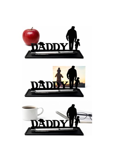 Daddy Masaüstü Kalemlik & Kalem Standı Babaya Özel Dekoratif Ofis Aksesuarı Çok Renkli