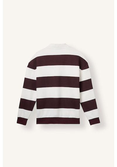 Defacto Boxy Fıt Polo Yaka Çizgili Sweatshirt F0857ax26aubr150 Bordo-br150