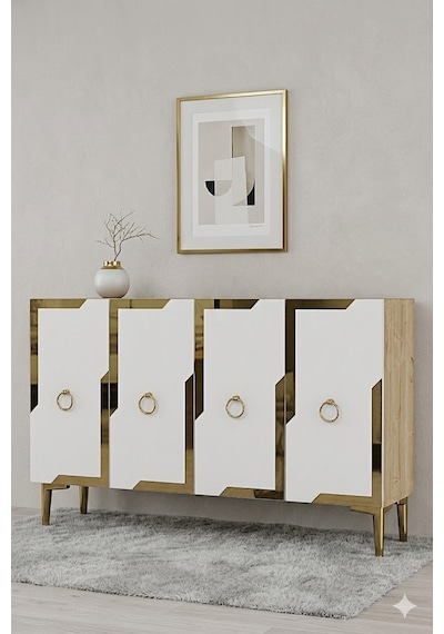 Ka1233dbg Seza Konsol Ve Tv Sehpası Safirmeşe-beyaz-gold 120cm