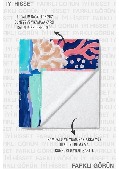 Deniz Yıldızı Mercan Temalı Plaj Havlusu-marine Akdeniz Turkuaz Pembe Hızlı Kuruyan Mikrofiber Havlu Çok Renkli