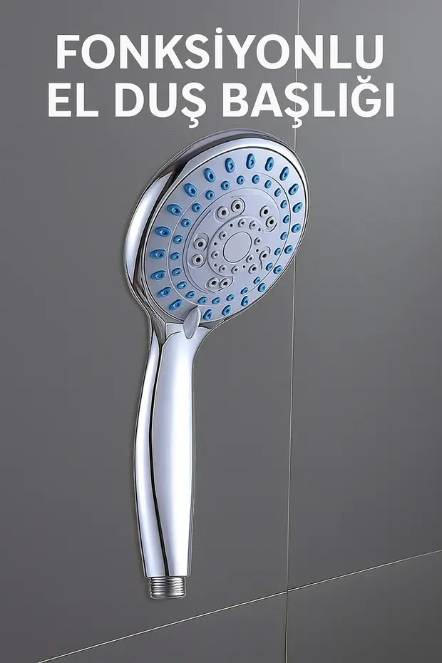 Banyo Bataryası Krom Pirinç Mix Duş Seti 5 Fonksiyonlu Duş Başlığı Hortum Mafsal