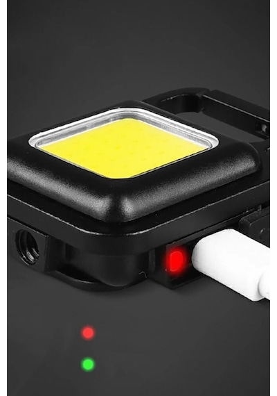 Güçlü Şarjlı Led Işıklı Kamp Lambası El Feneri Mıknatıslı, Tripod Uyumlu, 4 Fonksiyonlu Mod Sarı