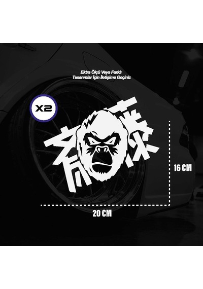 Jdm Maymun Motosiklet Araba Laptop Sticker Yapışkanlı Folyo Beyaz