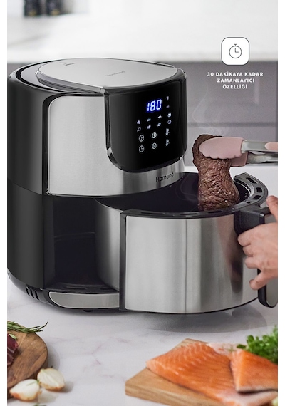 Homend Airfryday 2502H 8 Farklı Program, 5 Litre Dokunmatik Ekranlı Fritöz Inox