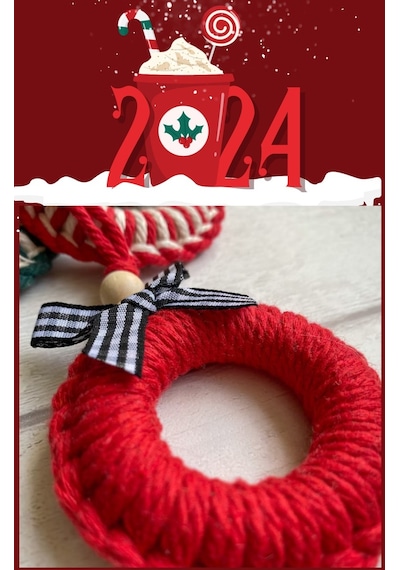 5 Adet Kırmızı Handmade Renkli Yılbaşı Ağaç Süsü - Yılbaşı Süsü