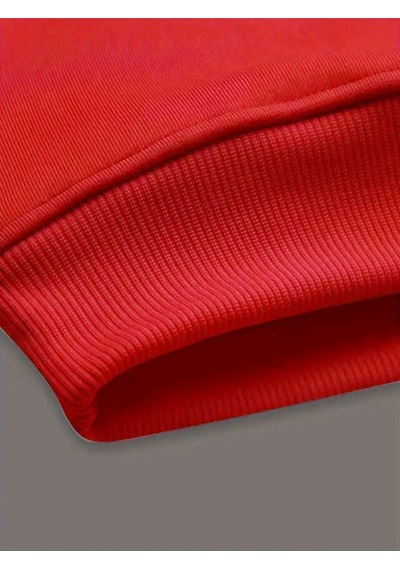 Uyguntarz Unisex Sevimli Pati Kalp Baskılı Oversize Genel Kırmızı