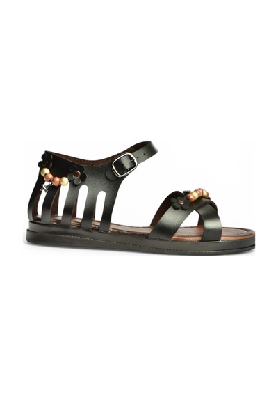Fox Shoes Y390360203 Siyah Hakiki Deri Kadın Sandalet