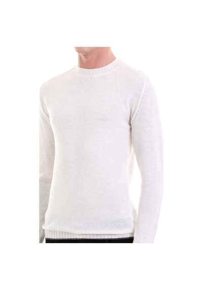 Hatemoğlu Ekru Regular Fit Düz Bisiklet Yaka Yünlü Casual Triko Kazak 3412 Ekru